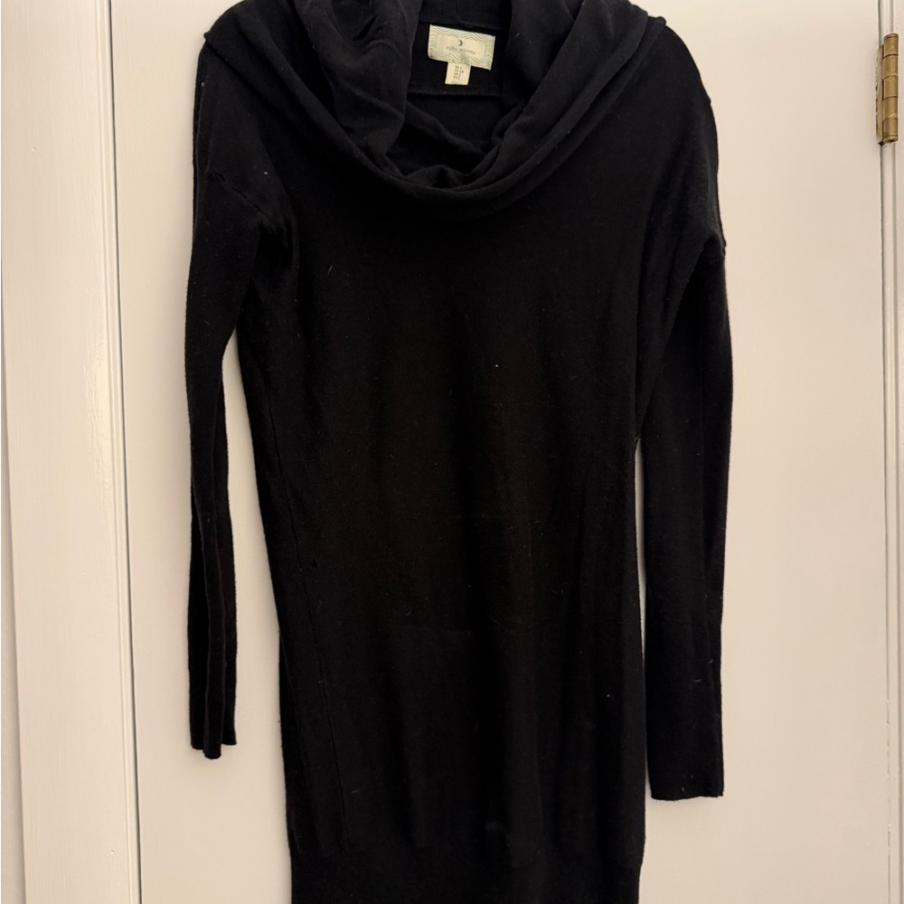 Elegant Black Cowl Neck Sweater Dress